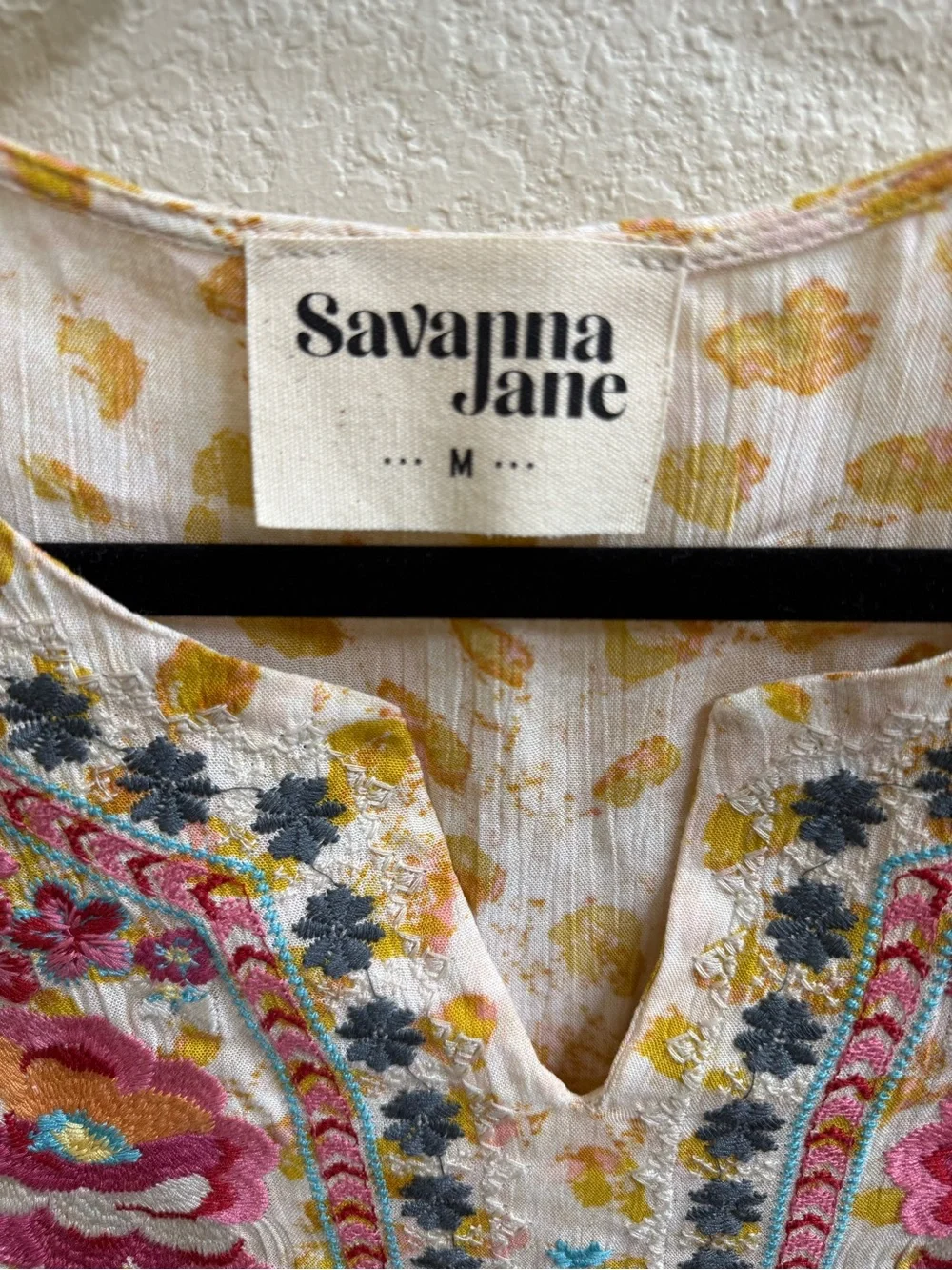 Savanna Jane Cream Tunic with Pink, Yellow & Teal Floral Embroidery - Picture 2 of 10
